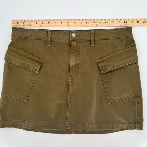 JustUSA Stitch Fix Women's Cargo Mini Skirt Size XL Olive Green Cotton Stretch - Picture 6 of 7